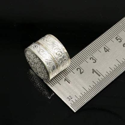 Royal bridal flower design sterling silver trinket box by TRIBAL ORNAMENTS, decorative jewelry container with intricate floral details.