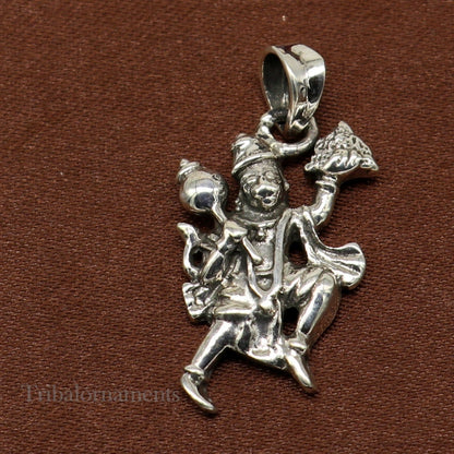 Sterling silver Flying Hanuman pendant by Tribal Ornaments featuring detailed craftsmanship, perfect for spiritual jewelry gifting.
