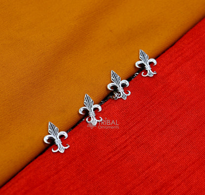 French Fleur de Lis design 925 Sterling Silver set of 4 kurta Buttons for Fashion Perfection silver cufflinks, cultural trendy jewelry btn39 - TRIBAL ORNAMENTS