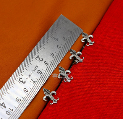 French Fleur de Lis design 925 Sterling Silver set of 4 kurta Buttons for Fashion Perfection silver cufflinks, cultural trendy jewelry btn39 - TRIBAL ORNAMENTS
