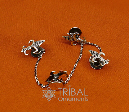 French Fleur de Lis design 925 Sterling Silver set of 4 kurta Buttons for Fashion Perfection silver cufflinks, cultural trendy jewelry btn39 - TRIBAL ORNAMENTS
