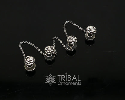 French Fleur de Lis design 925 Sterling Silver set of 4 kurta Buttons for Fashion Perfection silver cufflinks, cultural trendy jewelry btn40 - TRIBAL ORNAMENTS