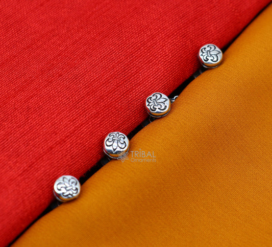 French Fleur de Lis design 925 Sterling Silver set of 4 kurta Buttons for Fashion Perfection silver cufflinks, cultural trendy jewelry btn41 - TRIBAL ORNAMENTS