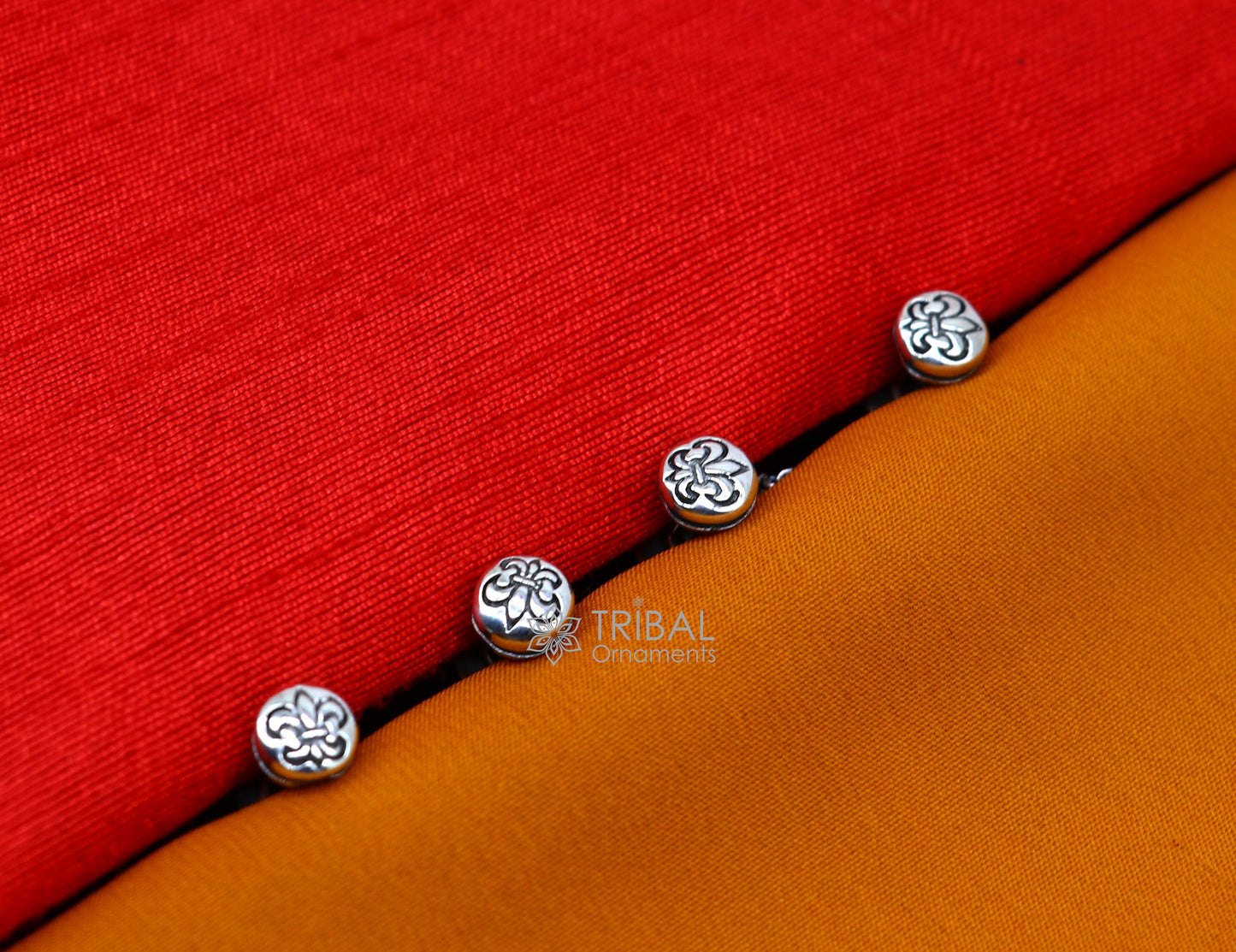 French Fleur de Lis design 925 Sterling Silver set of 4 kurta Buttons for Fashion Perfection silver cufflinks, cultural trendy jewelry btn41 - TRIBAL ORNAMENTS