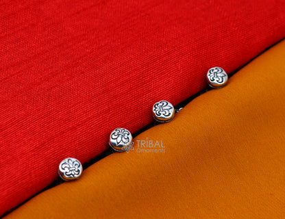 French Fleur de Lis design 925 Sterling Silver set of 4 kurta Buttons for Fashion Perfection silver cufflinks, cultural trendy jewelry btn41 - TRIBAL ORNAMENTS