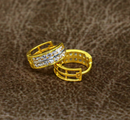 Genuine 18 kt fine yellow gold gorgeous hoops earring bali, gorgeous customized hook earring bali ear plug unisex dainty jewelry ho72 - TRIBAL ORNAMENTS