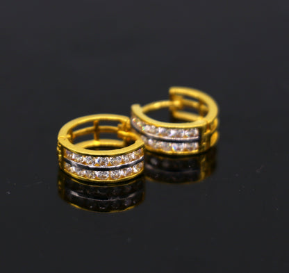 Genuine 18 kt fine yellow gold gorgeous hoops earring bali, gorgeous customized hook earring bali ear plug unisex dainty jewelry ho72 - TRIBAL ORNAMENTS