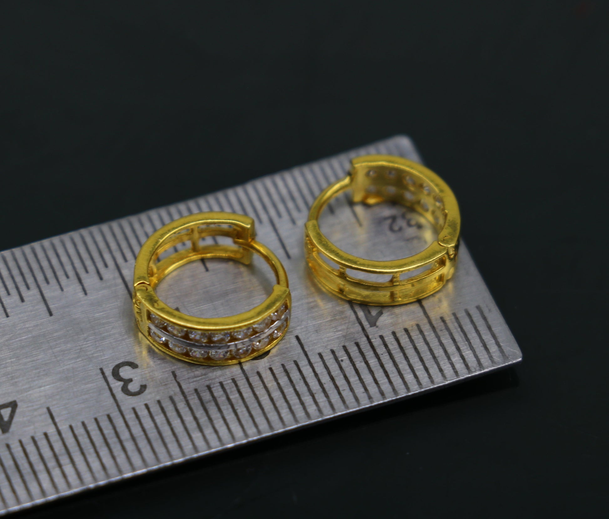 Genuine 18 kt fine yellow gold gorgeous hoops earring bali, gorgeous customized hook earring bali ear plug unisex dainty jewelry ho72 - TRIBAL ORNAMENTS