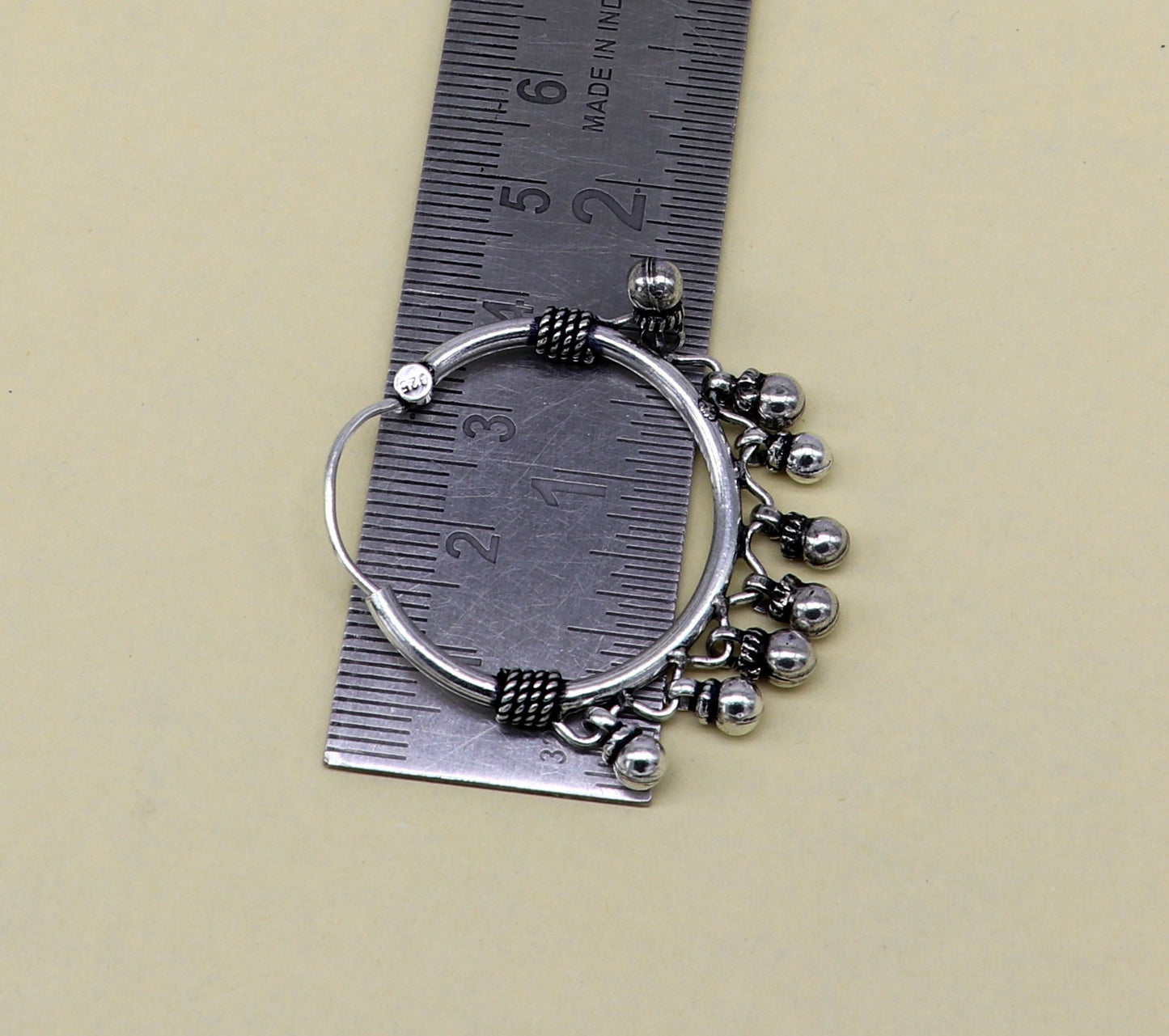 Genuine 925 Sterling silver handmade fabulous hoops earrings with hanging bells amazing antique earrings jewelry for girl's ear545 - TRIBAL ORNAMENTS