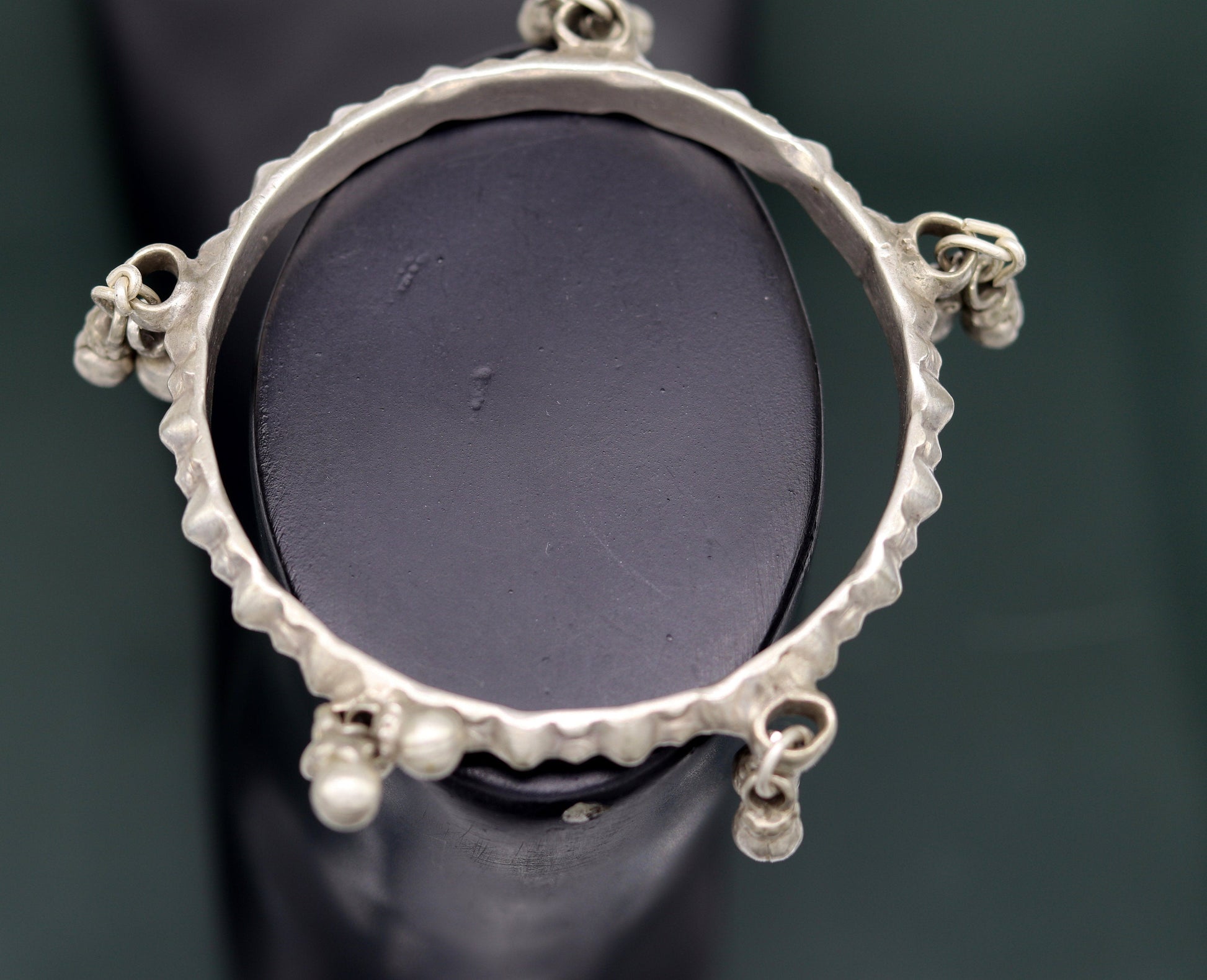 Genuine Vintage antique handmade solid silver old used charm bangle bracelet with jingle bells tribal customized belly dance jewelry sba20 - TRIBAL ORNAMENTS