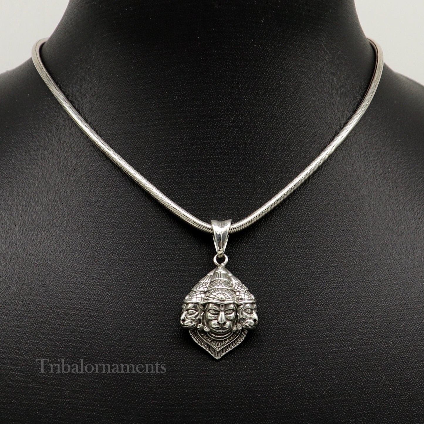God hanuman pendant 92.5 sterling silver handmade god idol teen mukhi or three face hanuman pendant, amazing pendant gifting jewelry ssp994 - TRIBAL ORNAMENTS