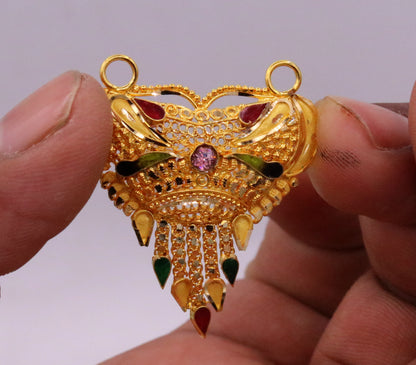 Handcrafted 22KT yellow gold tribal pendant with intricate filigree work, hallmarked solid gold jewelry from TRIBAL ORNAMENTS.