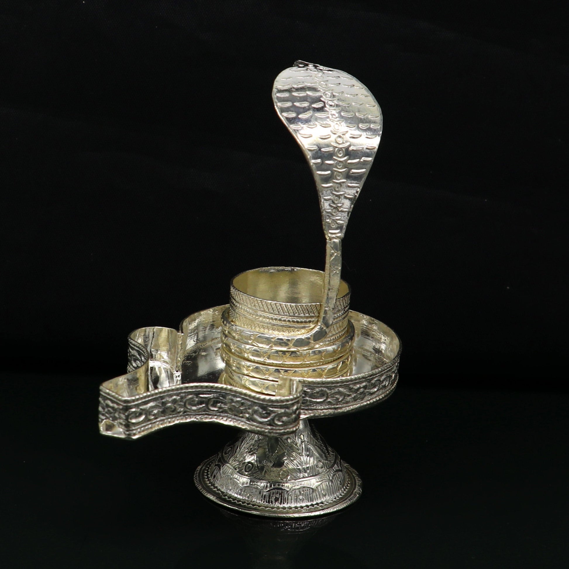 Handcrafted 925 solid silver lord shiva lingam stand/jalheri, use to put shiva lingam,home temple Article, awesome handmade article su170 - TRIBAL ORNAMENTS