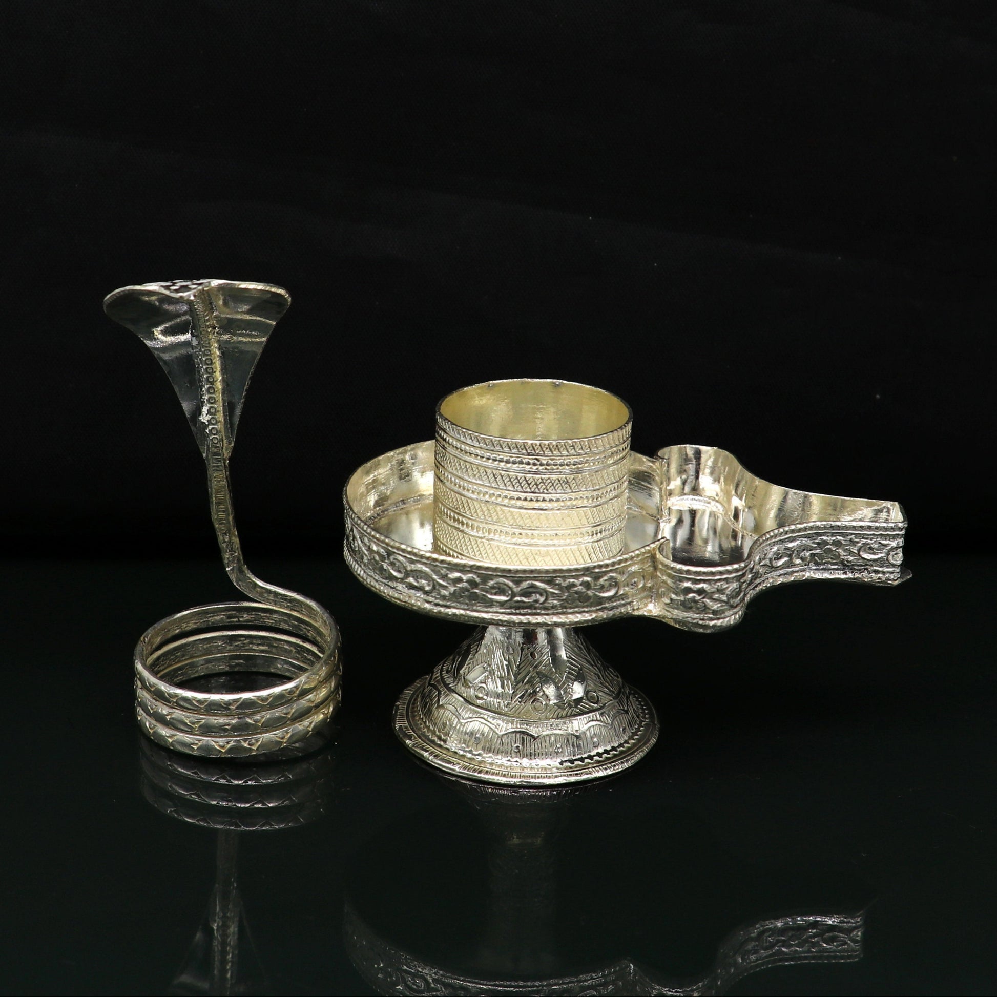 Handcrafted 925 solid silver lord shiva lingam stand/jalheri, use to put shiva lingam,home temple Article, awesome handmade article su170 - TRIBAL ORNAMENTS