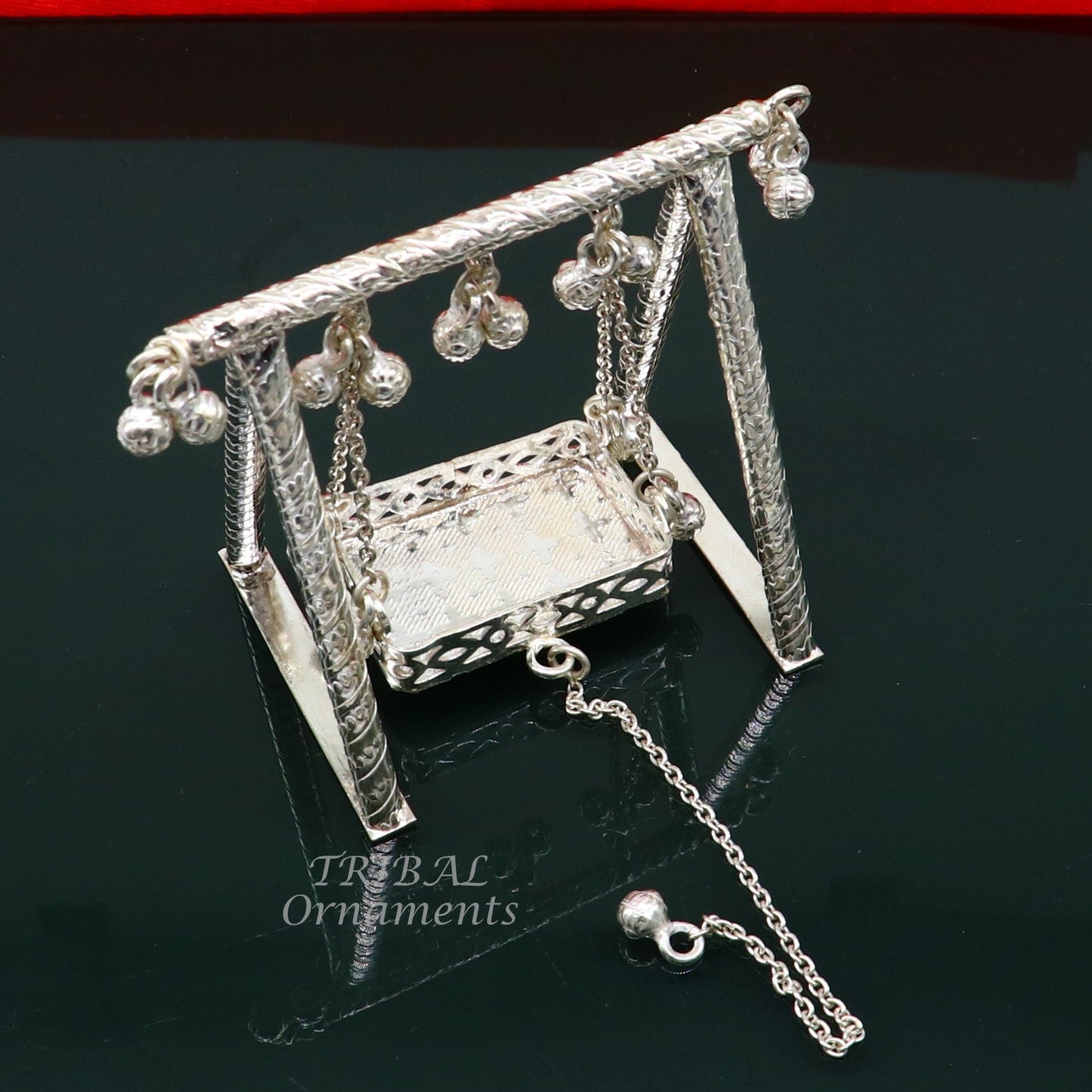 Handcrafted Sterling silver Laddu Gopala jhula, Radha Krishna swing, krishan palana, silver jhula, laddu gopal swing, silver art su823 - TRIBAL ORNAMENTS