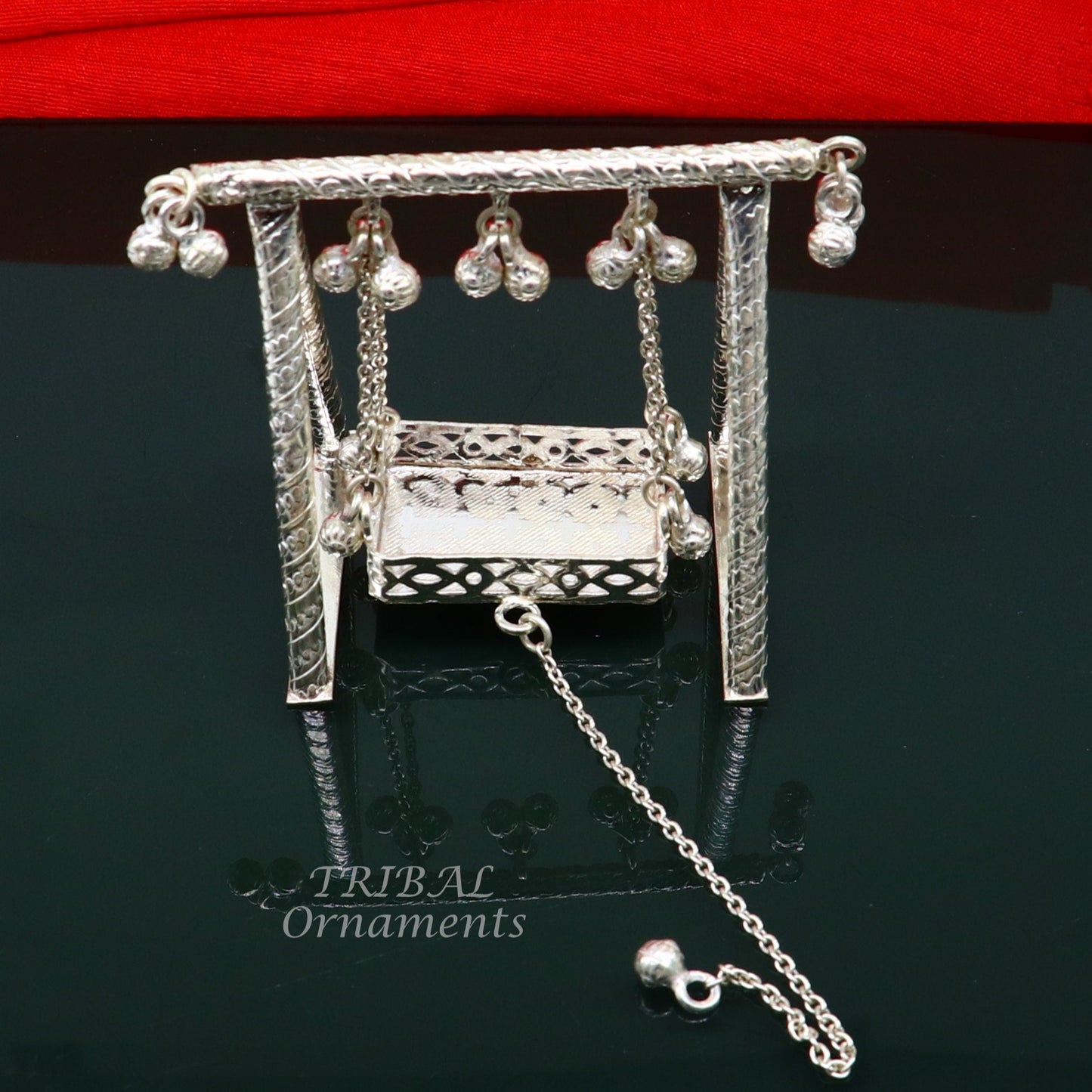 Handcrafted Sterling silver Laddu Gopala jhula, Radha Krishna swing, krishan palana, silver jhula, laddu gopal swing, silver art su823 - TRIBAL ORNAMENTS