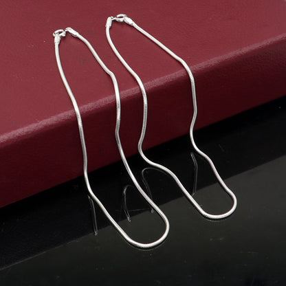 Handmade 1mm snake chain sterling silver ankle bracelet with delicate design, perfect for foot jewelry and belly dance accessories.