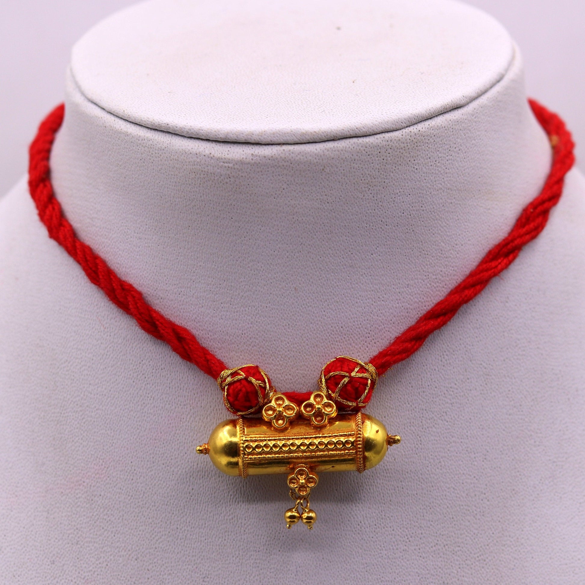 Handmade 20 karat yellow gold vintage design antique amulet tribal unique stylish wedding necklace party jewelry from rajasthan india - TRIBAL ORNAMENTS