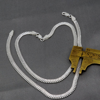 Handmade 4mm sterling silver ankle bracelet with chain design, perfect for belly dance jewelry and foot adornment.