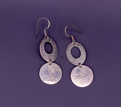 Handmade  925 solid sterling silver scratch link fancy hoops earrings tribal jewelry from Rajasthan india daily use jewelry s418 - TRIBAL ORNAMENTS