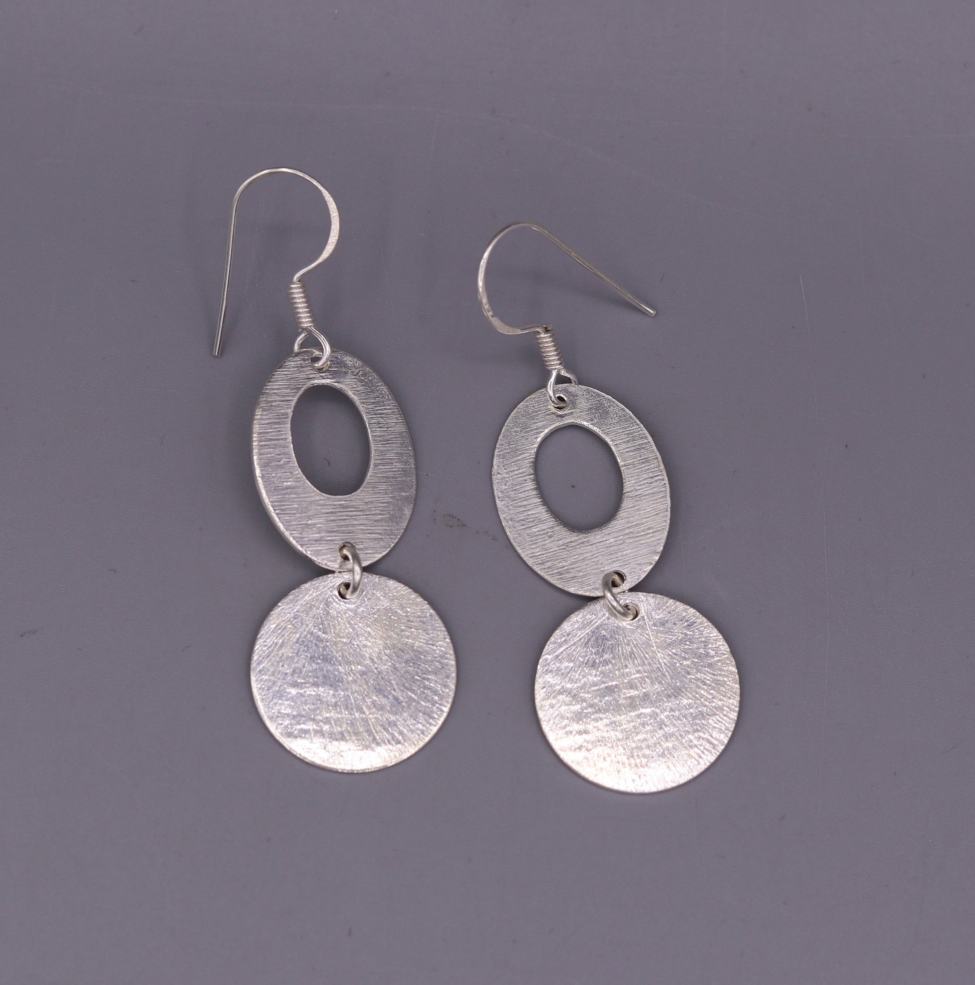 Handmade  925 solid sterling silver scratch link fancy hoops earrings tribal jewelry from Rajasthan india daily use jewelry s418 - TRIBAL ORNAMENTS