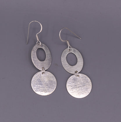 Handmade  925 solid sterling silver scratch link fancy hoops earrings tribal jewelry from Rajasthan india daily use jewelry s418 - TRIBAL ORNAMENTS