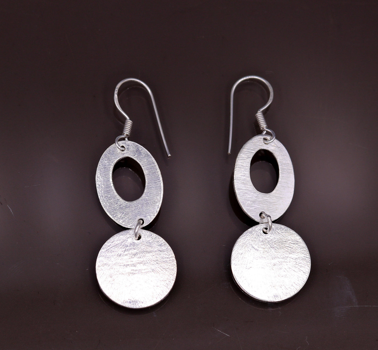 Handmade  925 solid sterling silver scratch link fancy hoops earrings tribal jewelry from Rajasthan india daily use jewelry s418 - TRIBAL ORNAMENTS