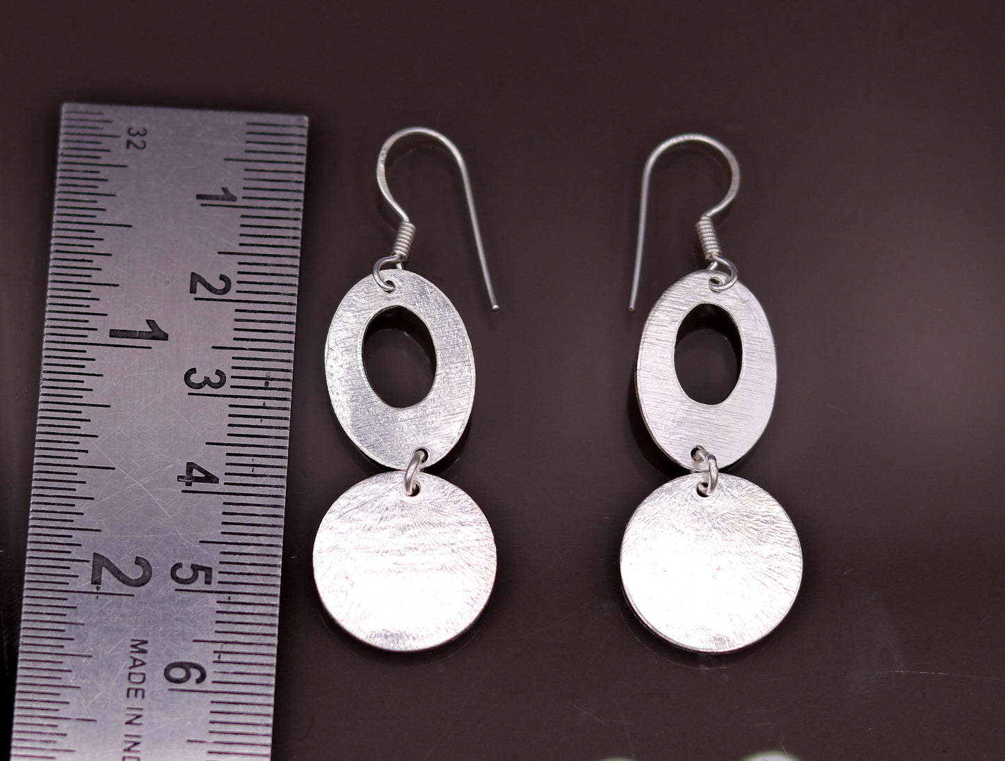 Handmade  925 solid sterling silver scratch link fancy hoops earrings tribal jewelry from Rajasthan india daily use jewelry s418 - TRIBAL ORNAMENTS