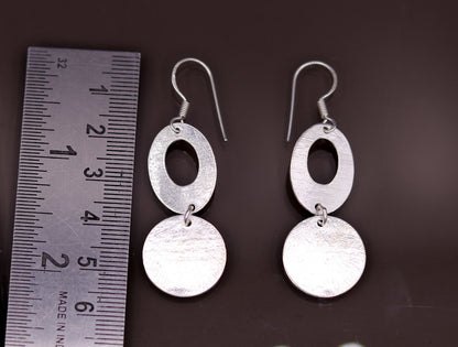 Handmade  925 solid sterling silver scratch link fancy hoops earrings tribal jewelry from Rajasthan india daily use jewelry s418 - TRIBAL ORNAMENTS