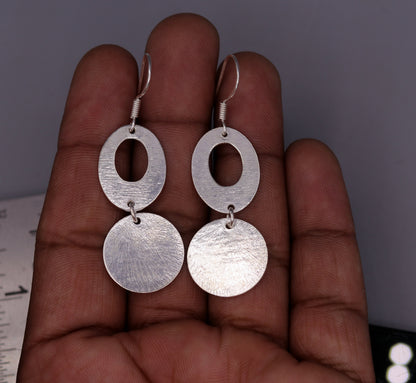 Handmade  925 solid sterling silver scratch link fancy hoops earrings tribal jewelry from Rajasthan india daily use jewelry s418 - TRIBAL ORNAMENTS