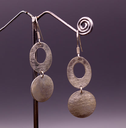 Handmade  925 solid sterling silver scratch link fancy hoops earrings tribal jewelry from Rajasthan india daily use jewelry s418 - TRIBAL ORNAMENTS