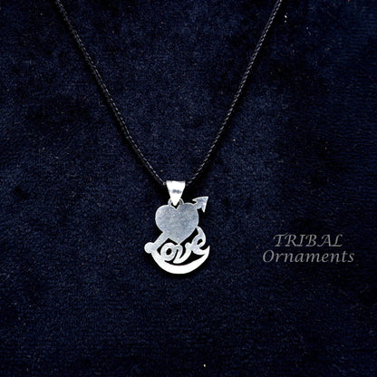 925 sterling silver love design pendant by TRIBAL ORNAMENTS, featuring tribal-inspired craftsmanship and intricate detailing.