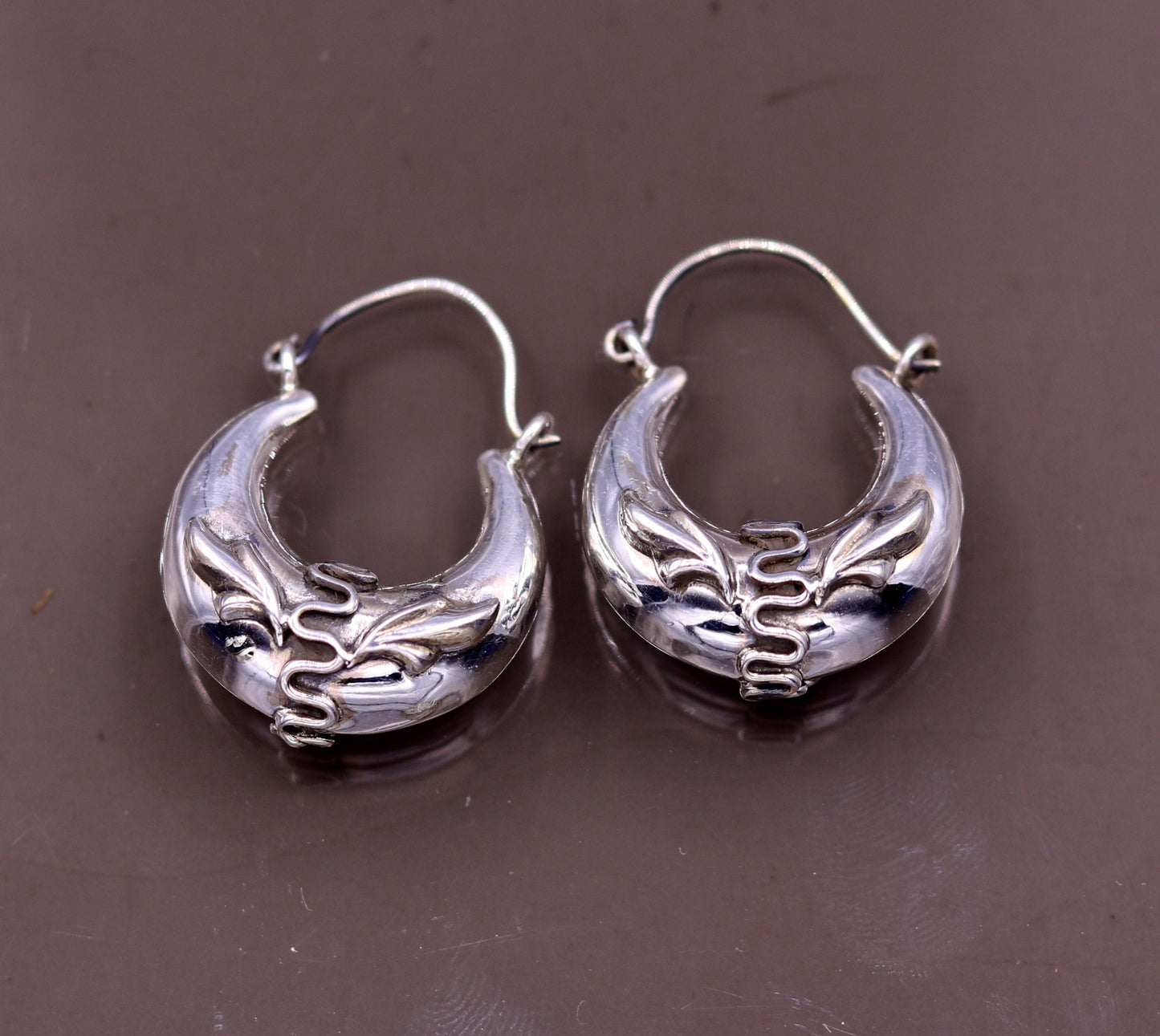 Handmade 925 sterling silver amazing stylish hoops bali earrings tribal ethnic kundal unisex jewelry from Rajasthan India s584 - TRIBAL ORNAMENTS