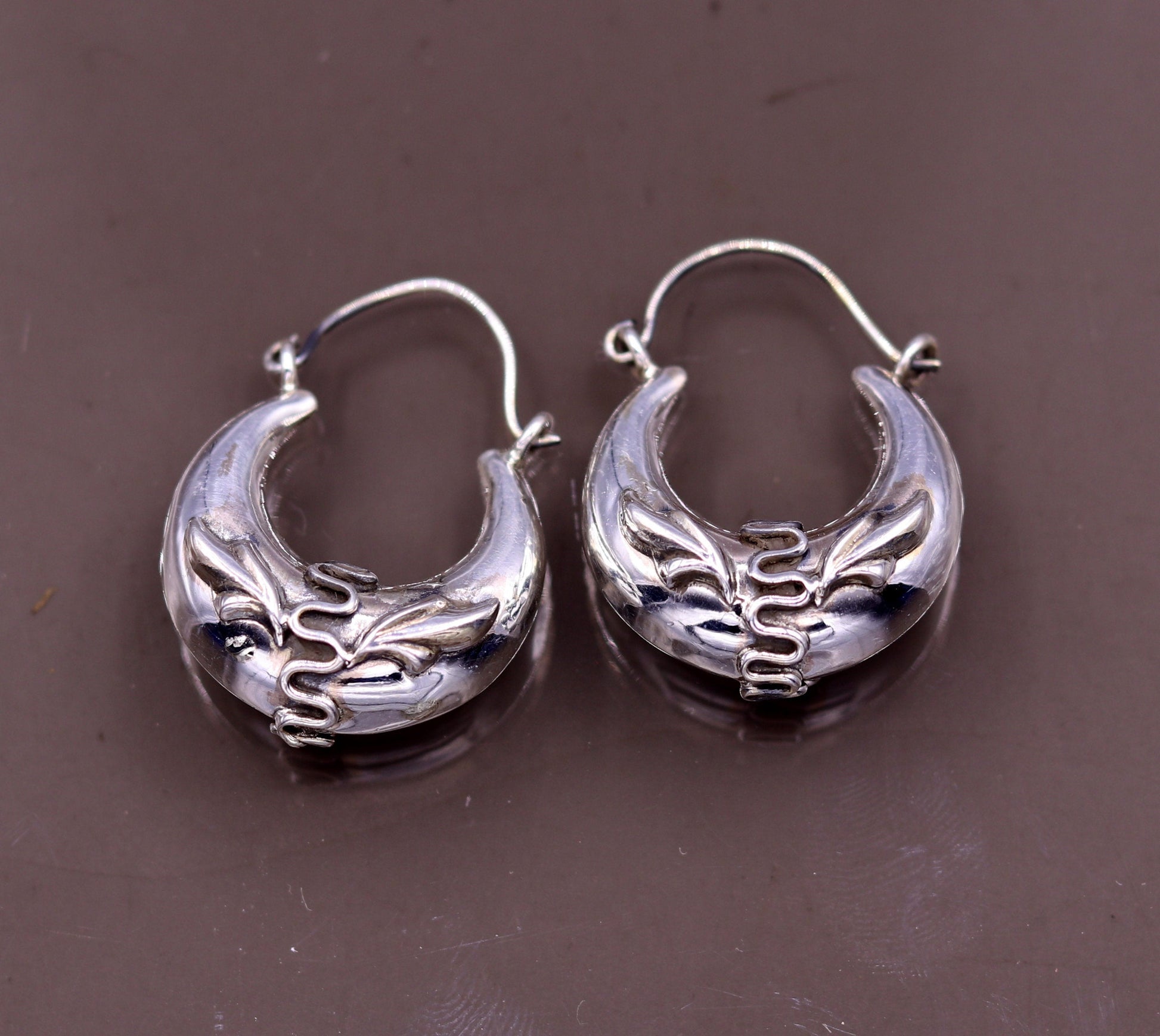 Handmade 925 sterling silver amazing stylish hoops bali earrings tribal ethnic kundal unisex jewelry from Rajasthan India s584 - TRIBAL ORNAMENTS