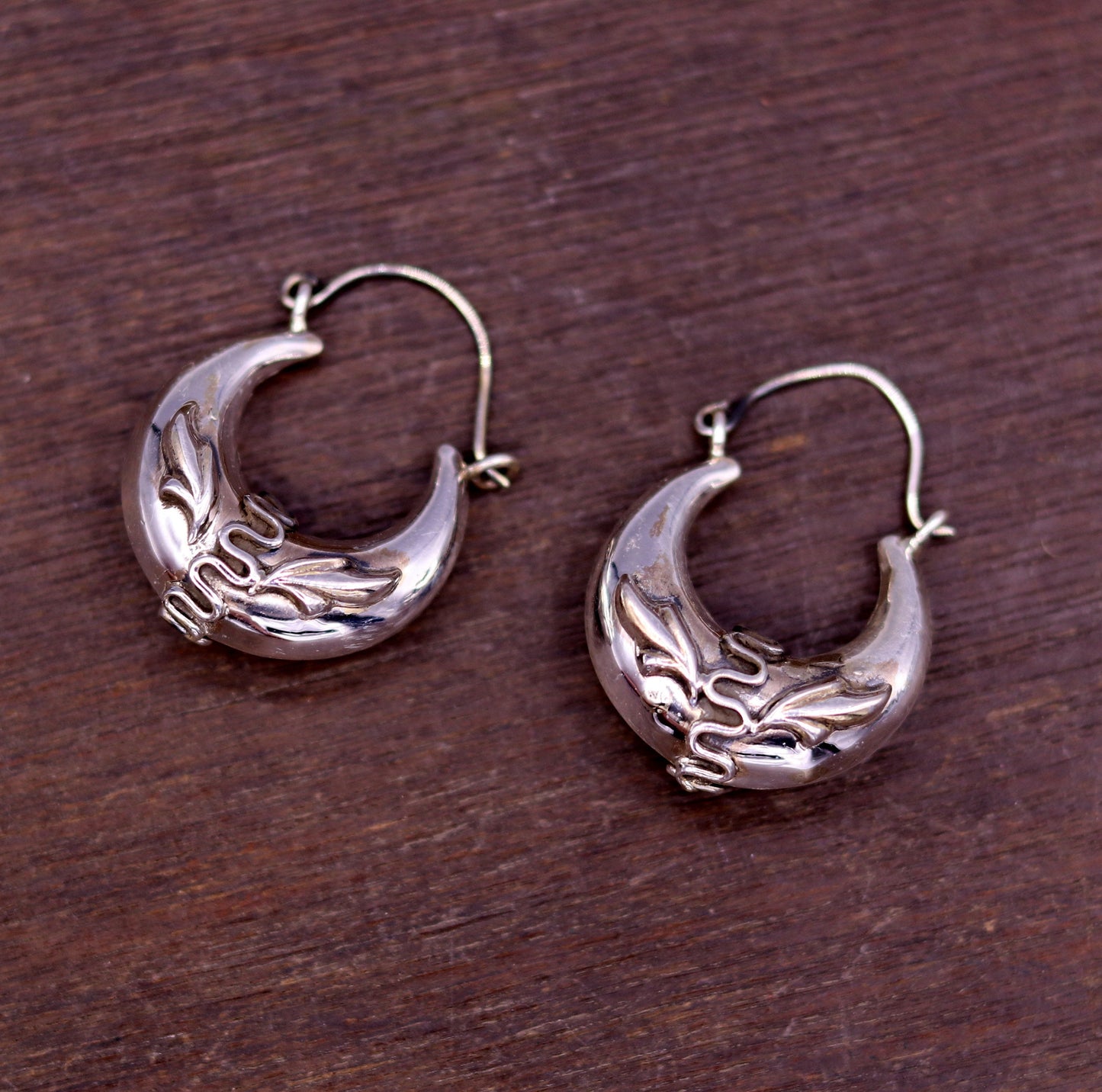 Handmade 925 sterling silver amazing stylish hoops bali earrings tribal ethnic kundal unisex jewelry from Rajasthan India s584 - TRIBAL ORNAMENTS