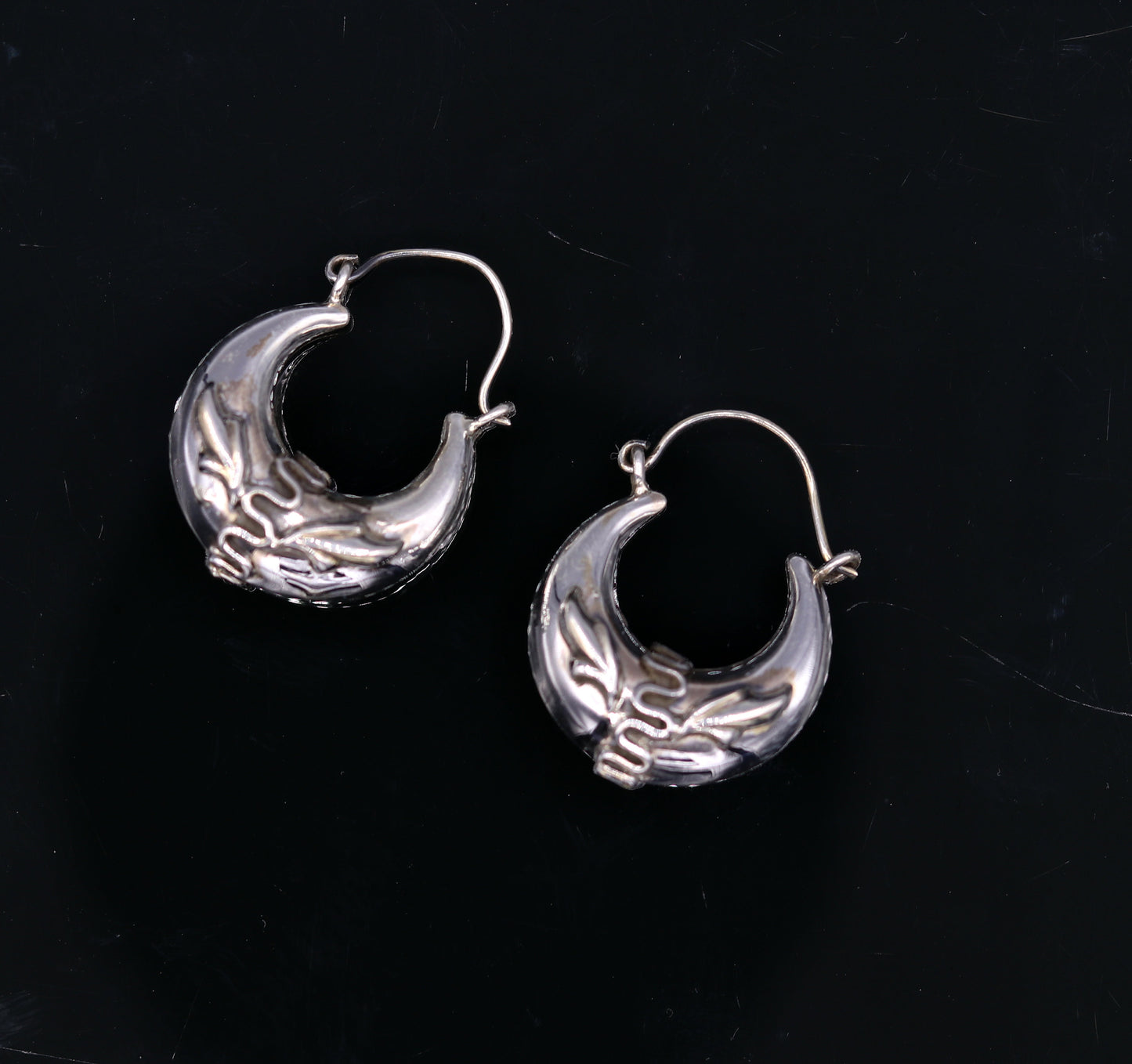 Handmade 925 sterling silver amazing stylish hoops bali earrings tribal ethnic kundal unisex jewelry from Rajasthan India s584 - TRIBAL ORNAMENTS