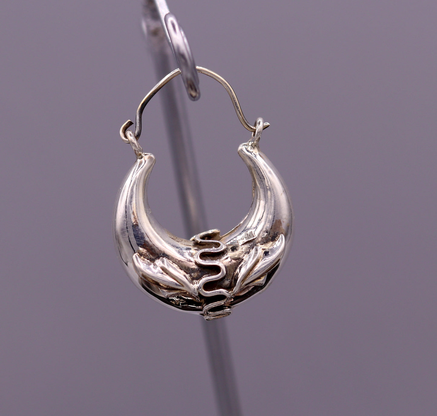 Handmade 925 sterling silver amazing stylish hoops bali earrings tribal ethnic kundal unisex jewelry from Rajasthan India s584 - TRIBAL ORNAMENTS