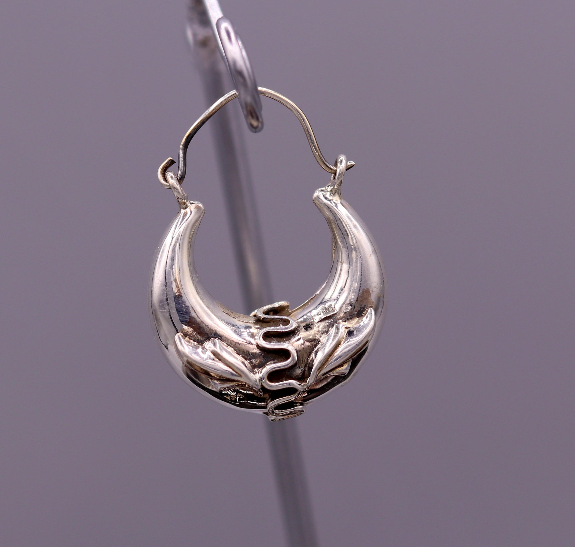 Handmade 925 sterling silver amazing stylish hoops bali earrings tribal ethnic kundal unisex jewelry from Rajasthan India s584 - TRIBAL ORNAMENTS