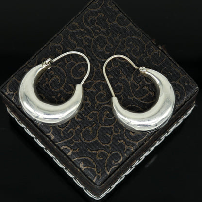 Handmade 925 sterling silver hoops earrings with tribal and ethnic designs, crafted by Tribal Ornaments.