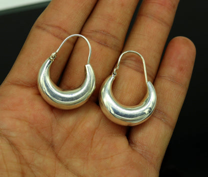 Handmade 925 sterling silver tribal hoops earrings with vintage style, personalized Bali ethnic jewelry by TRIBAL ORNAMENTS