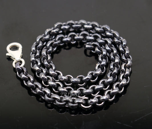 Handmade 925 sterling silver rolo chain oxidized single anklet bracelet, silver anklets, foot bracelet amazing belly dance jewelry ank512 - TRIBAL ORNAMENTS