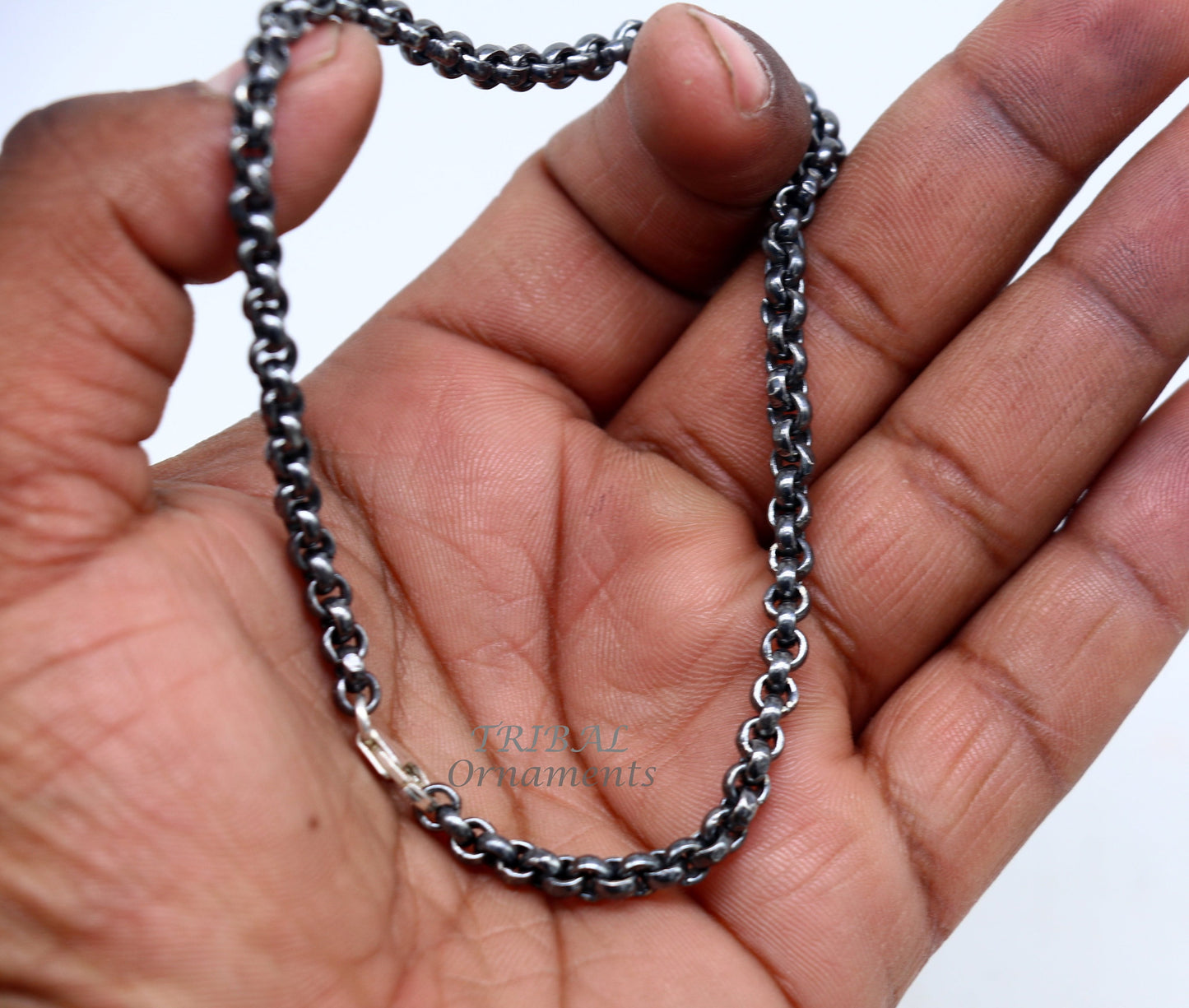 Handmade 925 sterling silver rolo chain oxidized single anklet bracelet, silver anklets, foot bracelet amazing belly dance jewelry ank512 - TRIBAL ORNAMENTS