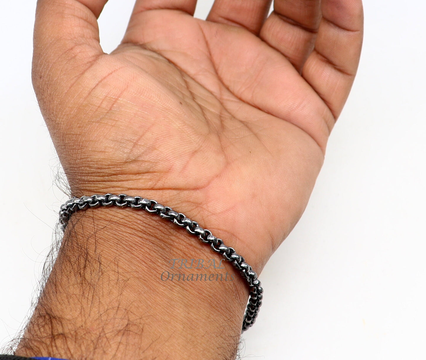 Handmade 925 sterling silver rolo chain oxidized single anklet bracelet, silver anklets, foot bracelet amazing belly dance jewelry ank512 - TRIBAL ORNAMENTS