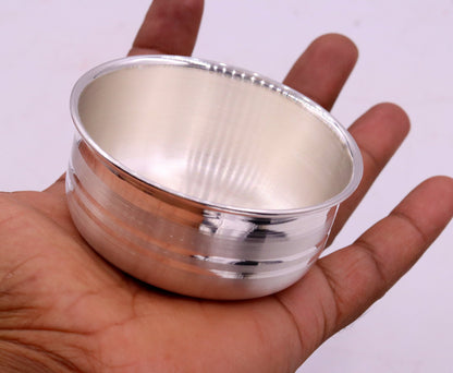 Handmade 999 fine silver baby bowl, excellent silver utensils from india, plain high quality silver vessels, silver kitchen utensils sv41 - TRIBAL ORNAMENTS