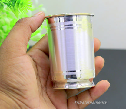 Handmade 999 fine silver vessels, water/milk Glass tumbler, silver flask, baby kids silver utensils for stay healthy from bacteria sv38 - TRIBAL ORNAMENTS