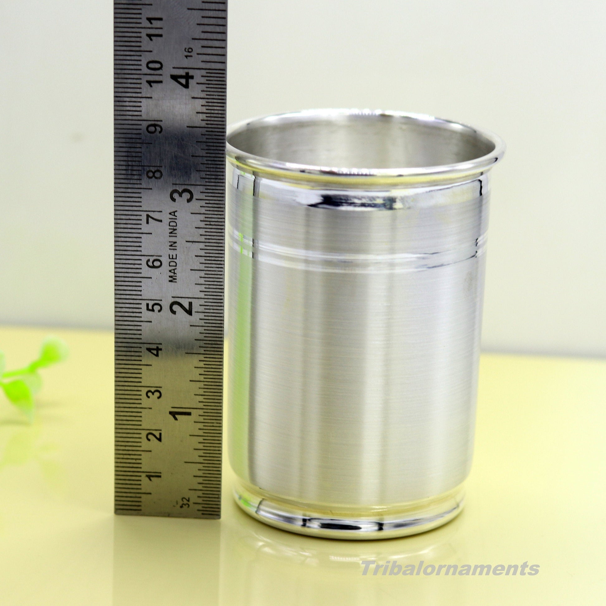 Handmade 999 fine silver water/milk Glass tumbler, silver flask, baby kids feeding water milk silver utensils for stay healthy family sv178 - TRIBAL ORNAMENTS