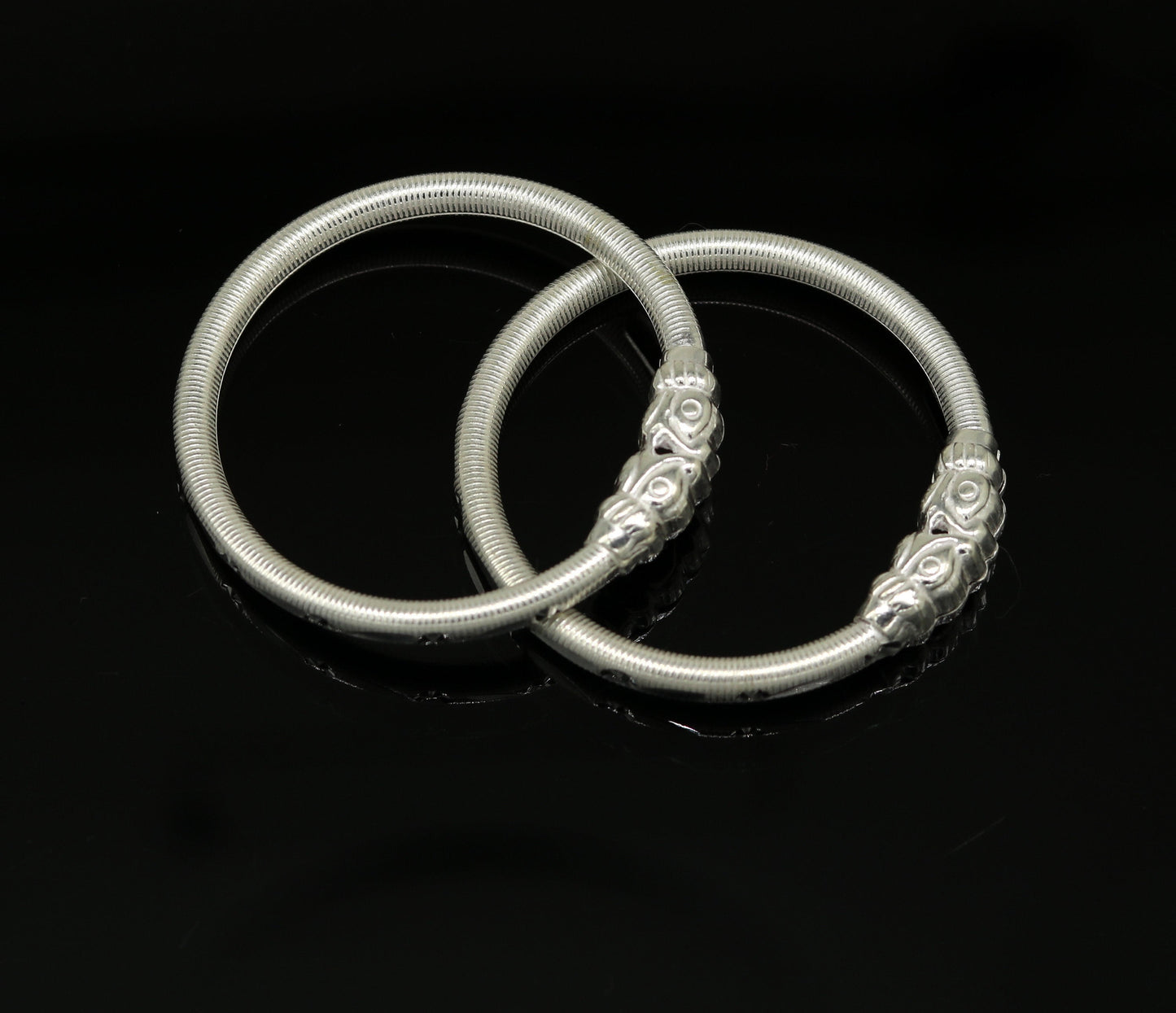 Handmade crocodile face sterling silver Traditional style bangle bracelet new born baby, fabulous customized tribal unisex kids jewelry ba80 - TRIBAL ORNAMENTS