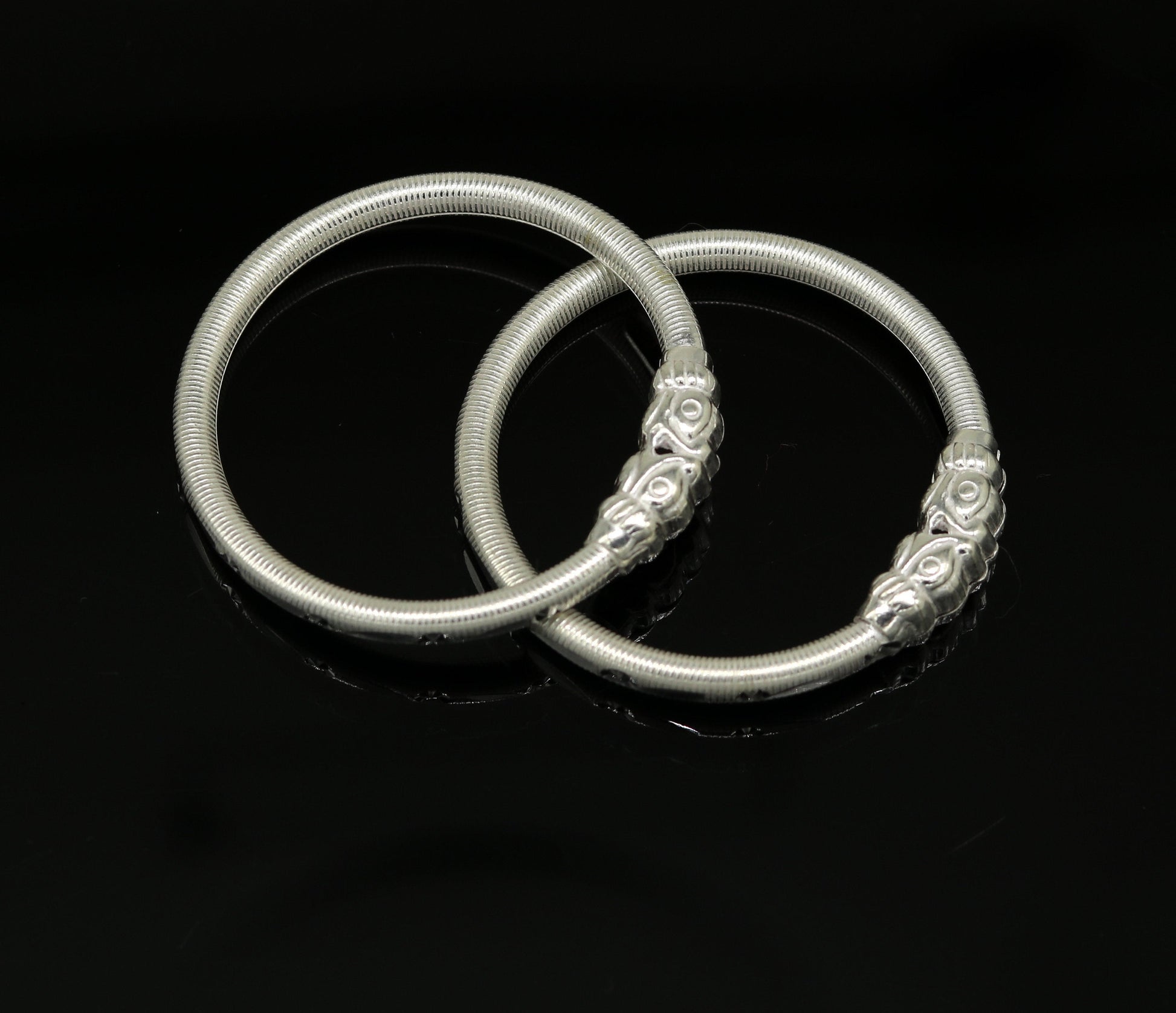 Handmade crocodile face sterling silver Traditional style bangle bracelet new born baby, fabulous customized tribal unisex kids jewelry ba80 - TRIBAL ORNAMENTS