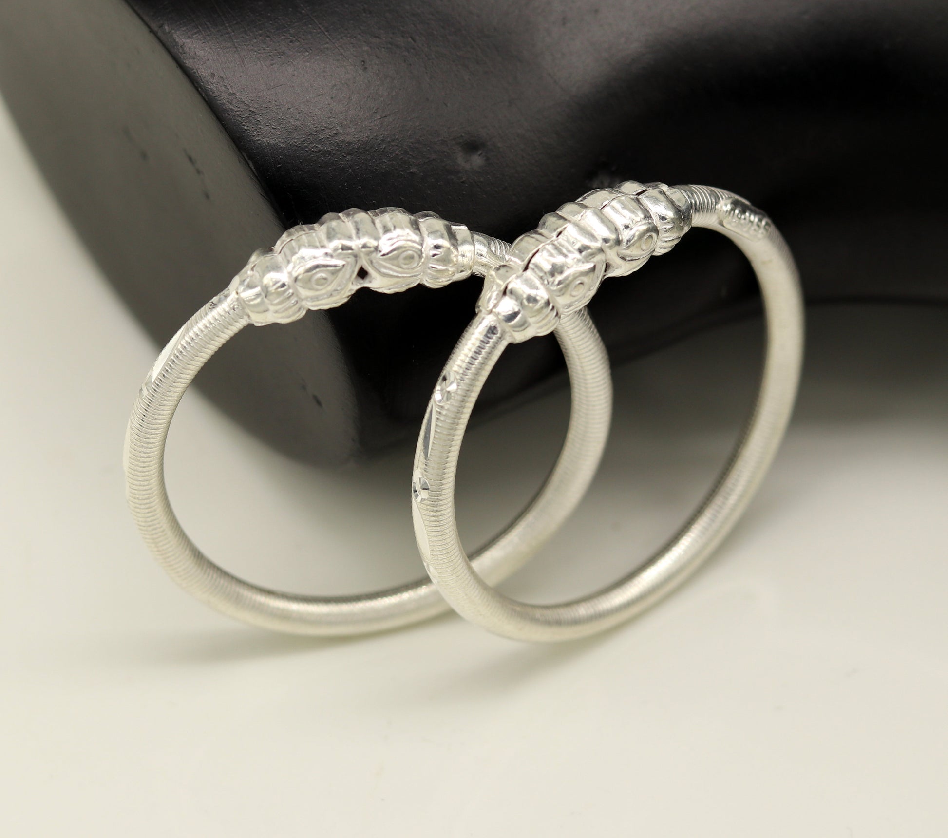 Handmade crocodile face sterling silver Traditional style bangle bracelet new born baby, fabulous customized tribal unisex kids jewelry ba80 - TRIBAL ORNAMENTS