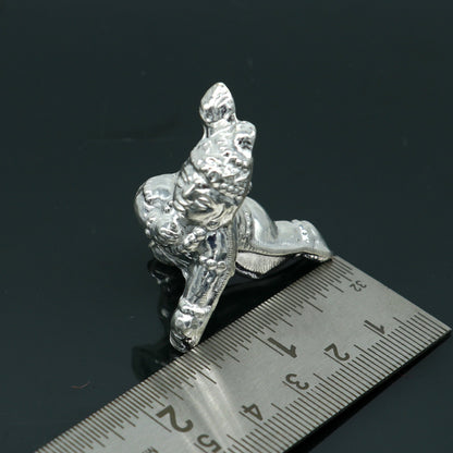 Handmade design Indian idol little Krishna, Ladu Gopal, bala gopala small silver statue sculpture home temple puja art, utensils su215 - TRIBAL ORNAMENTS